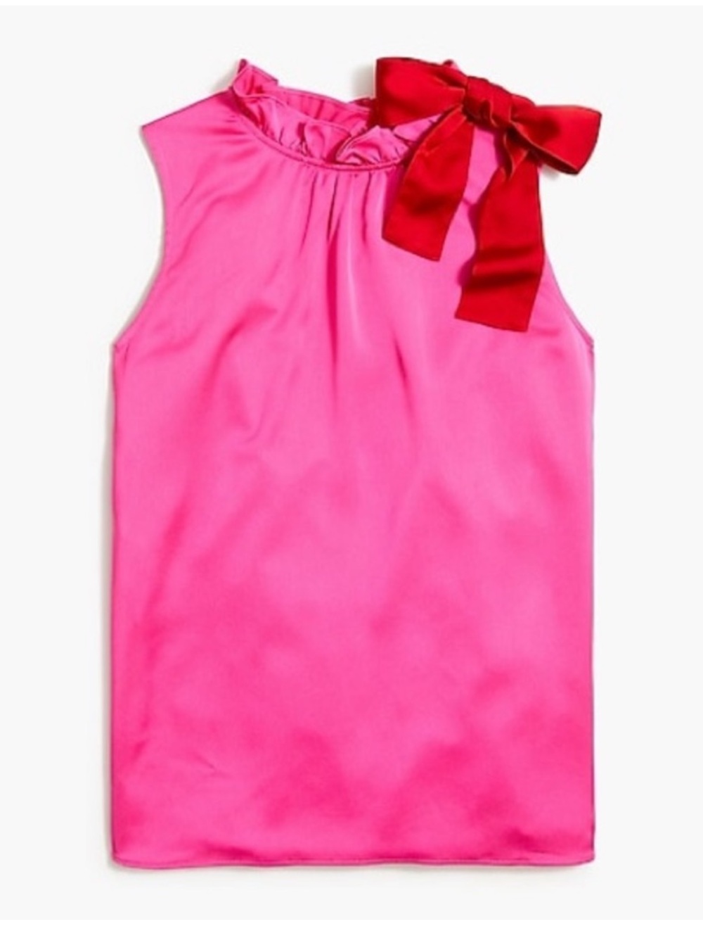 J CREW NWT Bowneck Top w Ruffles in soft fuschia